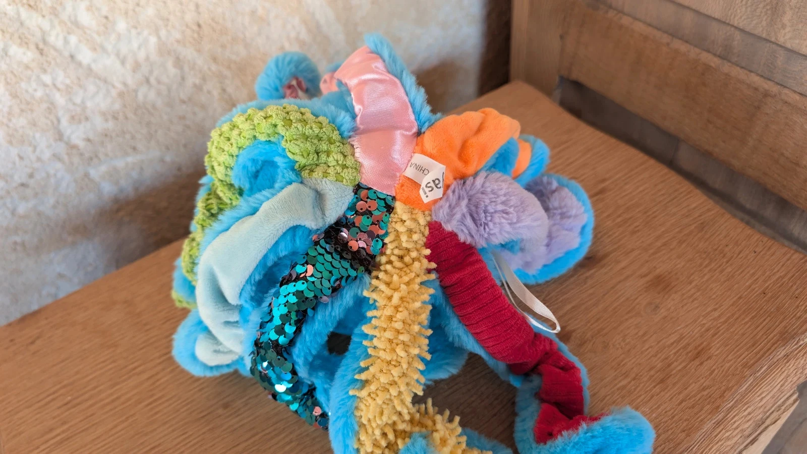 knuffel octopus sensorische ontwikkeling omuyasi blauw meerdere materialen 20 cm – photo 2